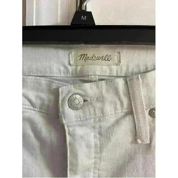 Madewell - women’s white high rise skinny crop distressed jeans, Sz 31 - Picture 4 of 6